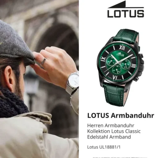 Lotus Herrenuhr Edelstahl grün Lotus Classic Armbanduhr UL18881/1