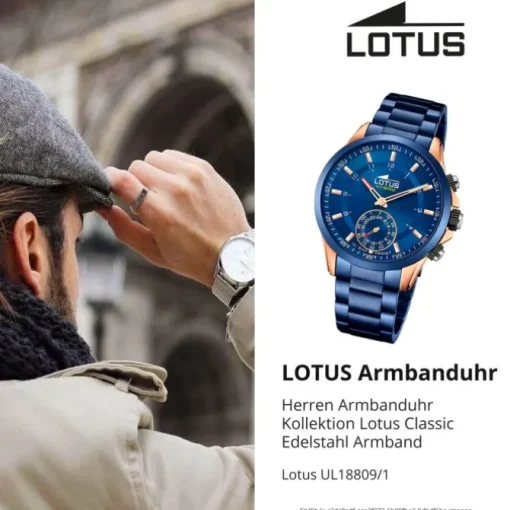 Lotus Herrenuhr Edelstahl blau Lotus Classic Armbanduhr UL18809/1