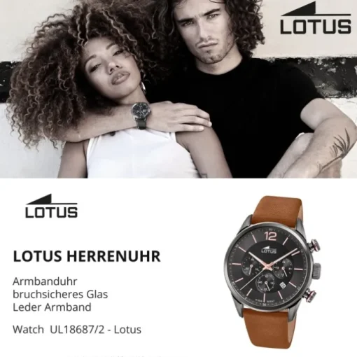 Lotus Herrenuhr Khrono Armbanduhr Leder braun UL18687/2