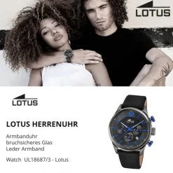 Lotus Herrenuhr Khrono Armbanduhr Leder schwarz UL18687/3