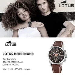 Lotus Herrenuhr Khrono Armbanduhr Leder dunkelbraun UL18630/3
