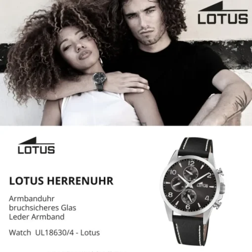 Lotus Herrenuhr Khrono Armbanduhr Leder schwarz UL18630/4