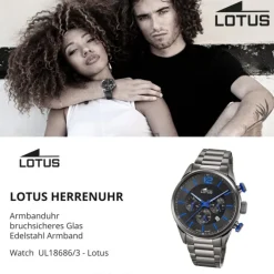 Lotus Herrenuhr Khrono Armbanduhr Edelstahl schwarz UL18686/3