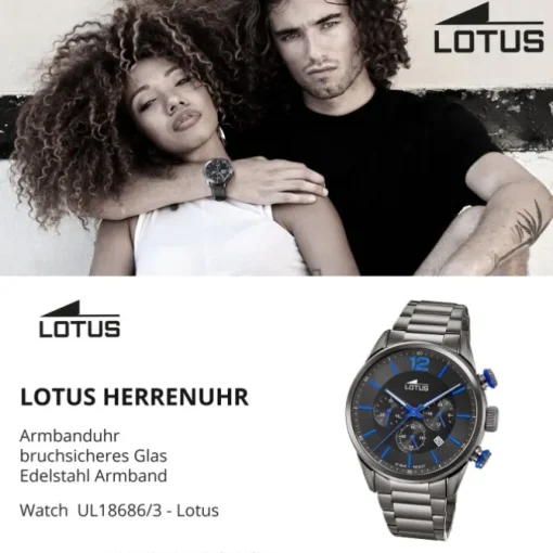 Lotus Herrenuhr Khrono Armbanduhr Edelstahl schwarz UL18686/3
