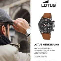 Lotus Herrenuhr Khrono Armbanduhr Leder braun UL18687/2