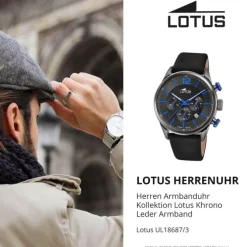 Lotus Herrenuhr Khrono Armbanduhr Leder schwarz UL18687/3