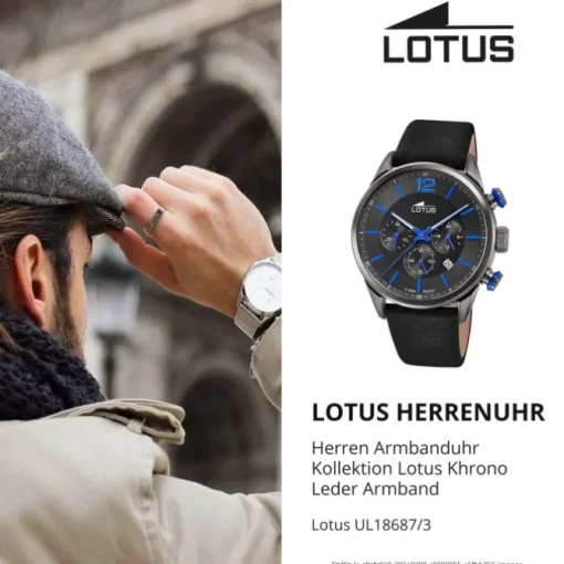 Lotus Herrenuhr Khrono Armbanduhr Leder schwarz UL18687/3