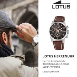 Lotus Herrenuhr Khrono Armbanduhr Leder dunkelbraun UL18630/3