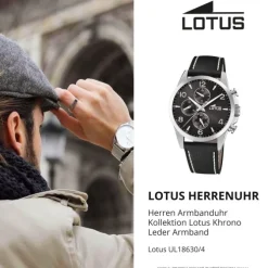 Lotus Herrenuhr Khrono Armbanduhr Leder schwarz UL18630/4