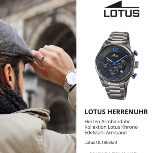 Lotus Herrenuhr Khrono Armbanduhr Edelstahl schwarz UL18686/3