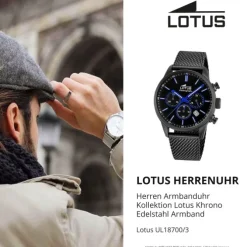 Lotus Herrenuhr Khrono Armbanduhr Edelstahl schwarz UL18700/3