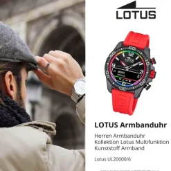 Lotus Herrenuhr Kunststoff rot Lotus Multifunktion Armbanduhr UL20000/6