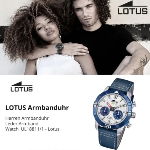 Lotus Herrenuhr Leder blau Lotus Classic Armbanduhr UL18811/1