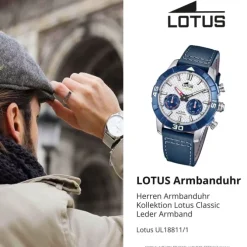 Lotus Herrenuhr Leder blau Lotus Classic Armbanduhr UL18811/1