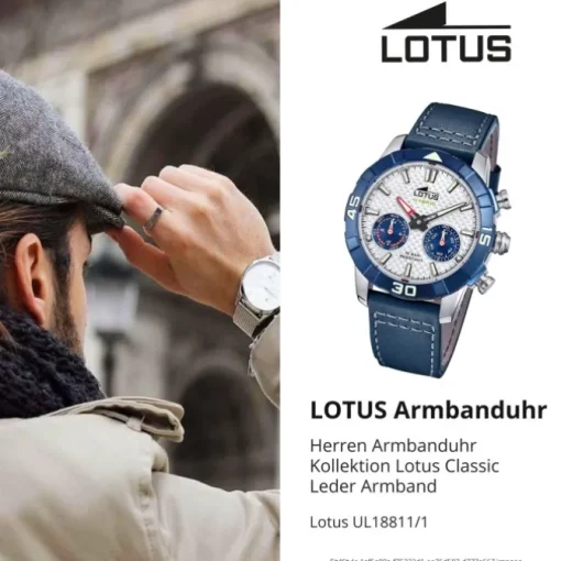 Lotus Herrenuhr Leder blau Lotus Classic Armbanduhr UL18811/1