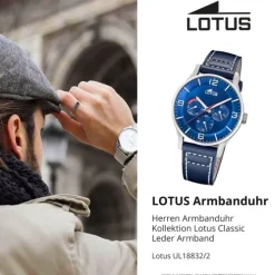Lotus Herrenuhr Leder blau Lotus Classic Armbanduhr UL18832/2