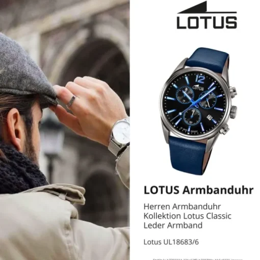 Lotus Herrenuhr Leder blau Lotus Classic Armbanduhr UL18683/6