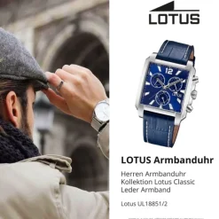 Lotus Herrenuhr Leder blau Lotus Classic Armbanduhr UL18851/2