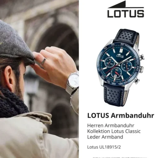 Lotus Herrenuhr Leder blau Lotus Classic Armbanduhr UL18915/2