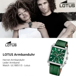 Lotus Herrenuhr Leder Grün Lotus Classic Armbanduhr UL18851/3