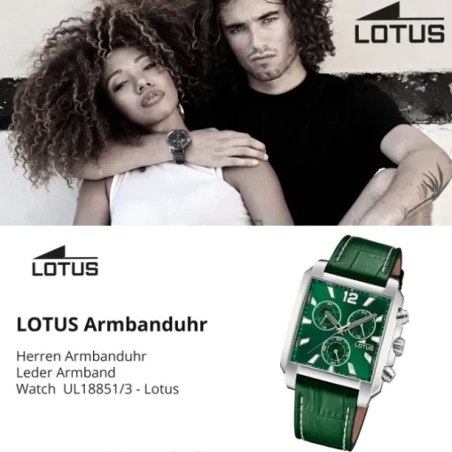 Lotus Herrenuhr Leder Grün Lotus Classic Armbanduhr UL18851/3