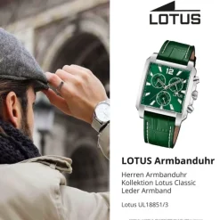 Lotus Herrenuhr Leder Grün Lotus Classic Armbanduhr UL18851/3