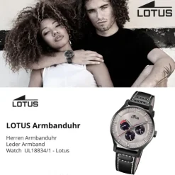 Lotus Herrenuhr Leder schwarz Lotus Classic Armbanduhr UL18834/1