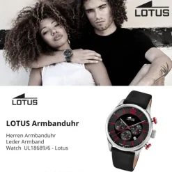 Lotus Herrenuhr Leder schwarz Lotus Classic Armbanduhr UL18689/6