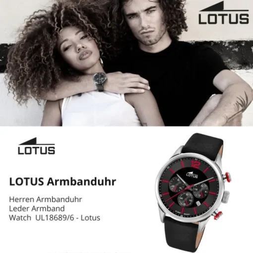 Lotus Herrenuhr Leder schwarz Lotus Classic Armbanduhr UL18689/6