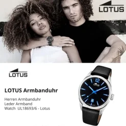 Lotus Herrenuhr Leder schwarz Lotus Classic Armbanduhr UL18693/6