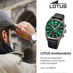 Lotus Herrenuhr Leder schwarz Lotus Classic Armbanduhr UL18683/4