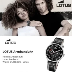 Lotus Herrenuhr Leder schwarz Lotus Classic Armbanduhr UL18832/3