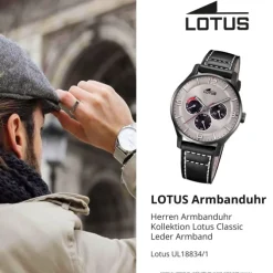 Lotus Herrenuhr Leder schwarz Lotus Classic Armbanduhr UL18834/1