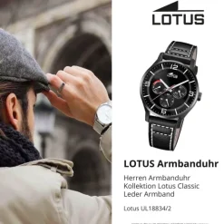 Lotus Herrenuhr Leder schwarz Lotus Classic Armbanduhr UL18834/2