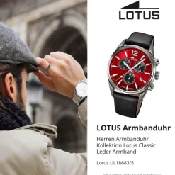 Lotus Herrenuhr Leder schwarz Lotus Classic Armbanduhr UL18683/5