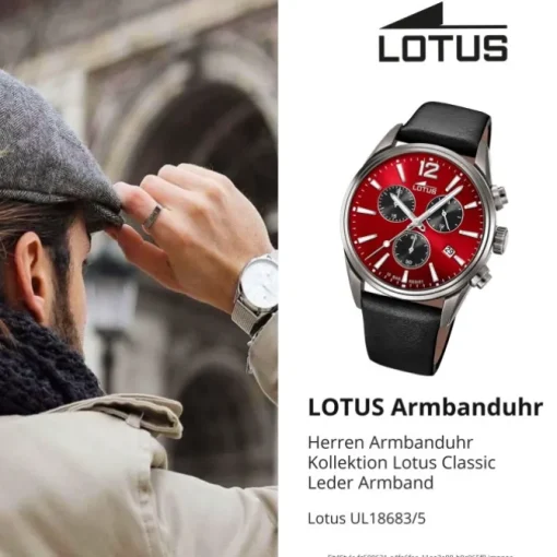 Lotus Herrenuhr Leder schwarz Lotus Classic Armbanduhr UL18683/5