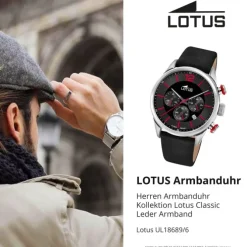 Lotus Herrenuhr Leder schwarz Lotus Classic Armbanduhr UL18689/6