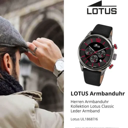 Lotus Herrenuhr Leder schwarz Lotus Classic Armbanduhr UL18687/6