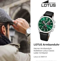 Lotus Herrenuhr Leder schwarz Lotus Classic Armbanduhr UL18691/4