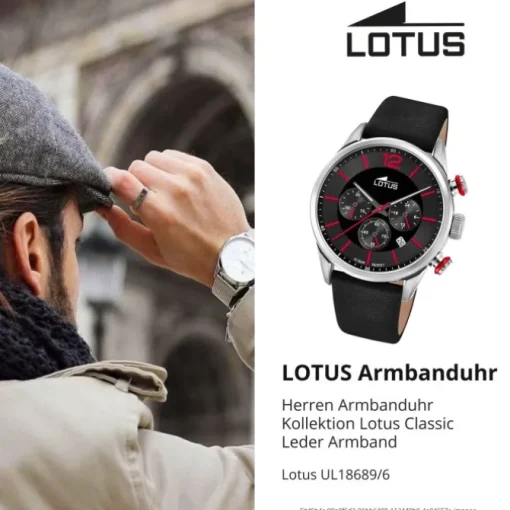 Lotus Herrenuhr Leder schwarz Lotus Classic Armbanduhr UL18689/6