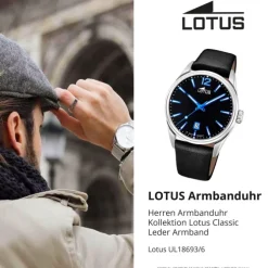 Lotus Herrenuhr Leder schwarz Lotus Classic Armbanduhr UL18693/6