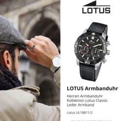 Lotus Herrenuhr Leder schwarz Lotus Classic Armbanduhr UL18811/2