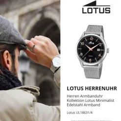 Lotus Herrenuhr Minimalist Armbanduhr Edelstahl silber UL18631/4