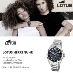 Lotus Herrenuhr Multifunktion Armbanduhr Edelstahl silber UL18812/2
