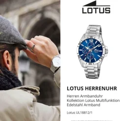 Lotus Herrenuhr Multifunktion Armbanduhr Edelstahl silber UL18812/1