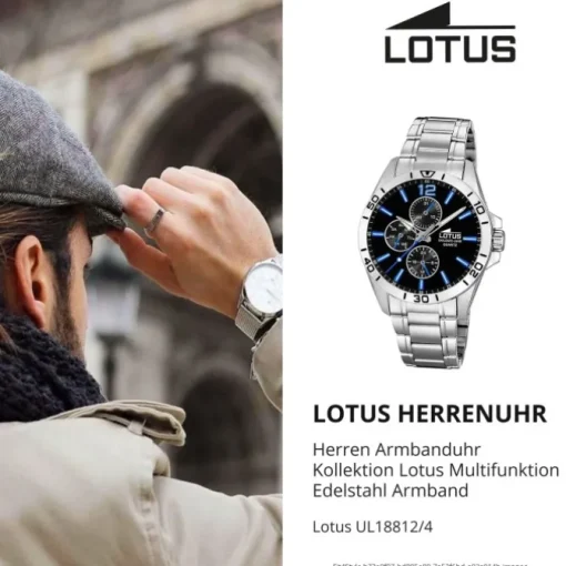 Lotus Herrenuhr Multifunktion Armbanduhr Edelstahl silber UL18812/4