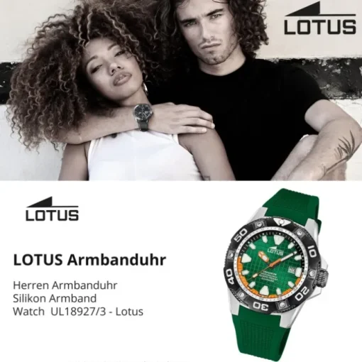Lotus Herrenuhr Silikon grün Lotus Classic Armbanduhr UL18927/3