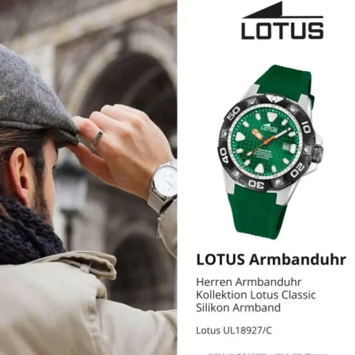 Lotus Herrenuhr Silikon grün Lotus Classic Armbanduhr UL18927/C