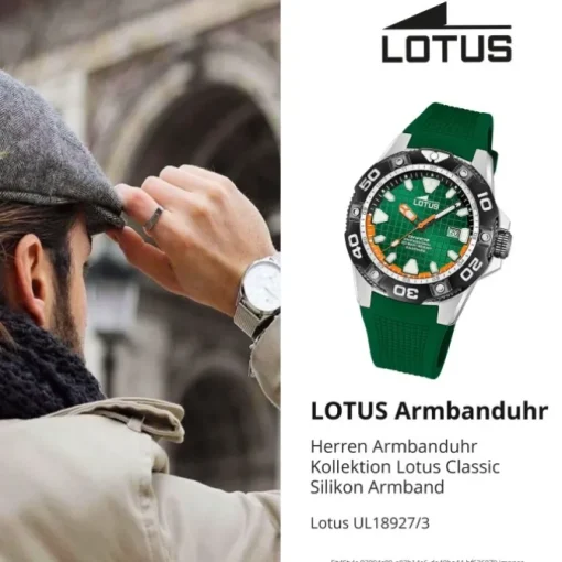 Lotus Herrenuhr Silikon grün Lotus Classic Armbanduhr UL18927/3