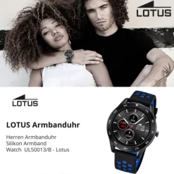 Lotus Herrenuhr Silikon schwarz blau hellgrün Multifunktion Armbanduhr UL50013/B